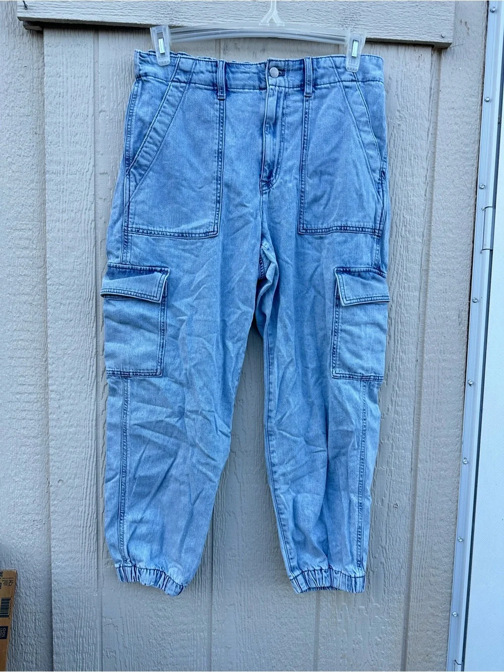 J.Crew Denim cargo jogger jeans womens 31 blue pockets elastic waist